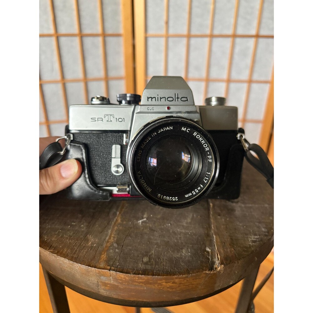 Vintage Minolta SRT 101 35mm Film Camera w MC Rokkor-PF 55mm f1.7 Lens Japan